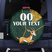 Custom South Africa Springbok Jumping Spare Tire Cover With Kente Patterns - Wonder Print Shop