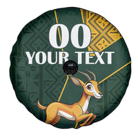 Custom South Africa Springbok Jumping Spare Tire Cover With Kente Patterns - Wonder Print Shop