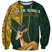Custom South Africa Springbok Jumping Sweatshirt With Kente Patterns - Wonder Print Shop