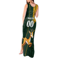 Custom South Africa Springbok Jumping Tank Maxi Dress With Kente Patterns - Wonder Print Shop