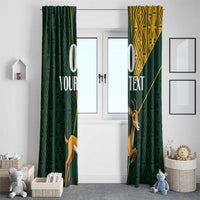 Custom South Africa Springbok Jumping Window Curtain With Kente Patterns - Wonder Print Shop