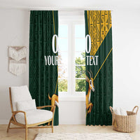 Custom South Africa Springbok Jumping Window Curtain With Kente Patterns - Wonder Print Shop