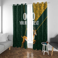 Custom South Africa Springbok Jumping Window Curtain With Kente Patterns - Wonder Print Shop