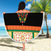 Africa Dashiki Beach Blanket Embroidery Neckline Floral Pattern - Wonder Print Shop