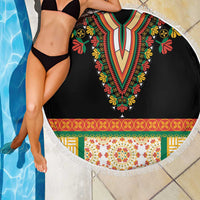 Africa Dashiki Beach Blanket Embroidery Neckline Floral Pattern - Wonder Print Shop