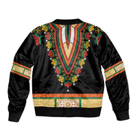 Africa Dashiki Bomber Jacket Embroidery Neckline Floral Pattern - Wonder Print Shop