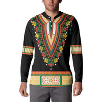Africa Dashiki Button Sweatshirt Embroidery Neckline Floral Pattern - Wonder Print Shop