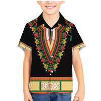 Africa Dashiki Family Matching Mermaid Dress and Hawaiian Shirt Embroidery Neckline Floral Pattern - Wonder Print Shop