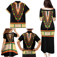 Africa Dashiki Family Matching Puletasi and Hawaiian Shirt Embroidery Neckline Floral Pattern - Wonder Print Shop