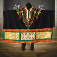 Africa Dashiki Hooded Blanket Embroidery Neckline Floral Pattern