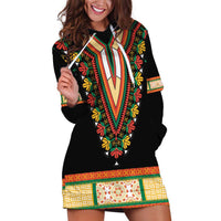 Africa Dashiki Hoodie Dress Embroidery Neckline Floral Pattern - Wonder Print Shop