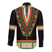 Africa Dashiki Long Sleeve Button Shirt Embroidery Neckline Floral Pattern - Wonder Print Shop