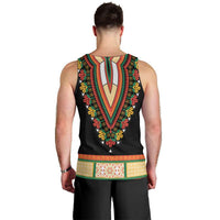 Africa Dashiki Men Tank Top Embroidery Neckline Floral Pattern - Wonder Print Shop
