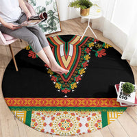 Africa Dashiki Round Carpet Embroidery Neckline Floral Pattern