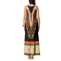 Africa Dashiki Tank Maxi Dress Embroidery Neckline Floral Pattern - Wonder Print Shop