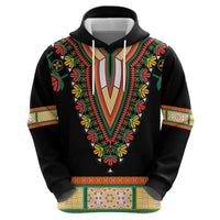 Africa Dashiki Zip Hoodie Embroidery Neckline Floral Pattern - Wonder Print Shop