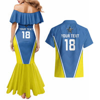 Custom West Knights of Yorkshire Couples Matching Mermaid Dress and Hawaiian Shirt Skate Hard Hit Harder Blue Version - Wonder Print Shop