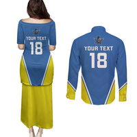 Custom West Knights of Yorkshire Couples Matching Puletasi and Long Sleeve Button Shirt Skate Hard Hit Harder Blue Version - Wonder Print Shop