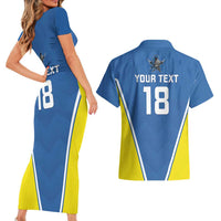 Custom West Knights of Yorkshire Couples Matching Short Sleeve Bodycon Dress and Hawaiian Shirt Skate Hard Hit Harder Blue Version - Wonder Print Shop