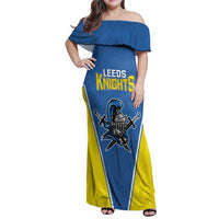 Custom West Knights of Yorkshire Family Matching Off Shoulder Maxi Dress and Hawaiian Shirt Skate Hard Hit Harder Blue Version - Wonder Print Shop