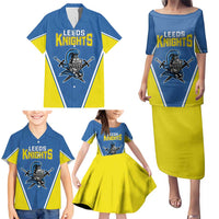 Custom West Knights of Yorkshire Family Matching Puletasi and Hawaiian Shirt Skate Hard Hit Harder Blue Version - Wonder Print Shop