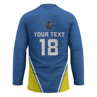 Custom West Knights of Yorkshire Hockey Jersey Skate Hard Hit Harder Blue Version - Wonder Print Shop