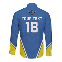 Custom West Knights of Yorkshire Long Sleeve Button Shirt Skate Hard Hit Harder Blue Version - Wonder Print Shop