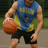 Custom West Knights of Yorkshire Sleeveless Hoodie Skate Hard Hit Harder Blue Version - Wonder Print Shop