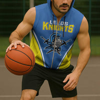 Custom West Knights of Yorkshire Sleeveless Zip Hoodie Skate Hard Hit Harder Blue Version - Wonder Print Shop
