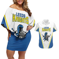 Custom West Knights of Yorkshire Couples Matching Off Shoulder Short Dress and Hawaiian Shirt Skate Hard Hit Harder White Version - Wonder Print Shop