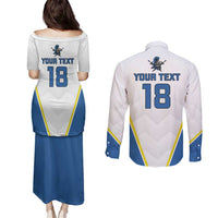Custom West Knights of Yorkshire Couples Matching Puletasi and Long Sleeve Button Shirt Skate Hard Hit Harder White Version - Wonder Print Shop