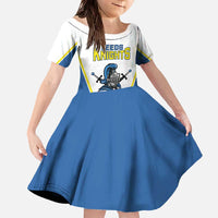 Custom West Knights of Yorkshire Family Matching Off The Shoulder Long Sleeve Dress and Hawaiian Shirt Skate Hard Hit Harder White Version - Wonder Print Shop