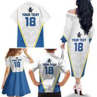 Custom West Knights of Yorkshire Family Matching Off The Shoulder Long Sleeve Dress and Hawaiian Shirt Skate Hard Hit Harder White Version - Wonder Print Shop