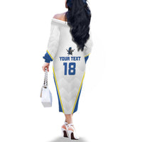 Custom West Knights of Yorkshire Family Matching Off The Shoulder Long Sleeve Dress and Hawaiian Shirt Skate Hard Hit Harder White Version - Wonder Print Shop