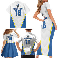 Custom West Knights of Yorkshire Family Matching Short Sleeve Bodycon Dress and Hawaiian Shirt Skate Hard Hit Harder White Version - Wonder Print Shop