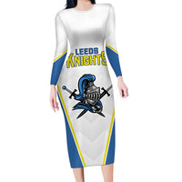 Custom West Knights of Yorkshire Long Sleeve Bodycon Dress Skate Hard Hit Harder White Version - Wonder Print Shop