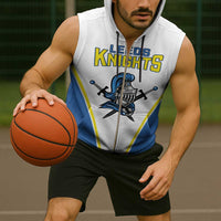 Custom West Knights of Yorkshire Sleeveless Zip Hoodie Skate Hard Hit Harder White Version - Wonder Print Shop