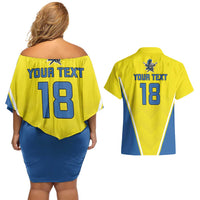 Custom West Knights of Yorkshire Couples Matching Off Shoulder Short Dress and Hawaiian Shirt Skate Hard Hit Harder Yellow Version - Wonder Print Shop