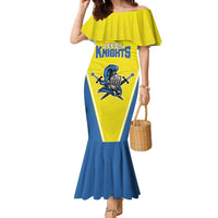 Custom West Knights of Yorkshire Family Matching Mermaid Dress and Hawaiian Shirt Skate Hard Hit Harder Yellow Version - Wonder Print Shop