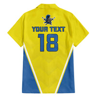 Custom West Knights of Yorkshire Family Matching Off The Shoulder Long Sleeve Dress and Hawaiian Shirt Skate Hard Hit Harder Yellow Version - Wonder Print Shop