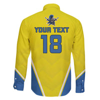 Custom West Knights of Yorkshire Family Matching Off The Shoulder Long Sleeve Dress and Hawaiian Shirt Skate Hard Hit Harder Yellow Version - Wonder Print Shop