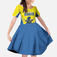 Custom West Knights of Yorkshire Family Matching Short Sleeve Bodycon Dress and Hawaiian Shirt Skate Hard Hit Harder Yellow Version - Wonder Print Shop