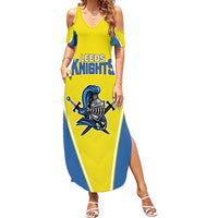 Custom West Knights of Yorkshire Family Matching Summer Maxi Dress and Hawaiian Shirt Skate Hard Hit Harder Yellow Version - Wonder Print Shop