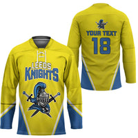 Custom West Knights of Yorkshire Hockey Jersey Skate Hard Hit Harder Yellow Version - Wonder Print Shop