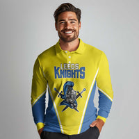 Custom West Knights of Yorkshire Long Sleeve Polo Shirt Skate Hard Hit Harder Yellow Version - Wonder Print Shop