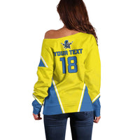 Custom West Knights of Yorkshire Off Shoulder Sweater Skate Hard Hit Harder Yellow Version - Wonder Print Shop