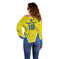 Custom West Knights of Yorkshire Off Shoulder Sweater Skate Hard Hit Harder Yellow Version - Wonder Print Shop