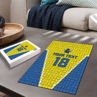 Custom West Knights of Yorkshire Puzzle Skate Hard Hit Harder Yellow Version - Wonder Print Shop