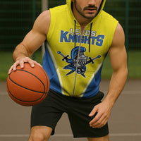 Custom West Knights of Yorkshire Sleeveless Zip Hoodie Skate Hard Hit Harder Yellow Version - Wonder Print Shop