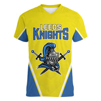 Custom West Knights of Yorkshire Women V-Neck T-Shirt Skate Hard Hit Harder Yellow Version - Wonder Print Shop